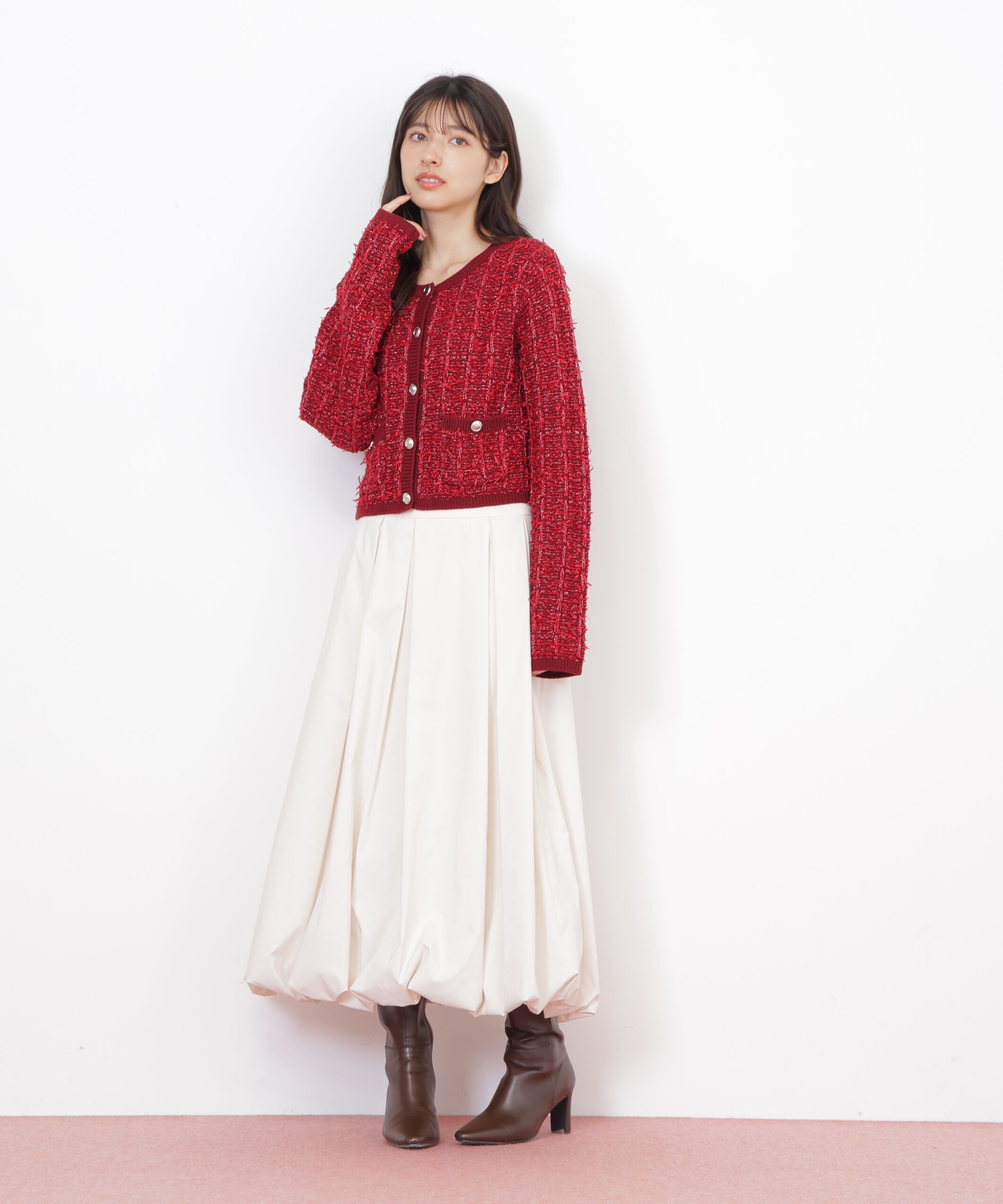  「ラメツイードニットカーディガン」|ニット・セーター|