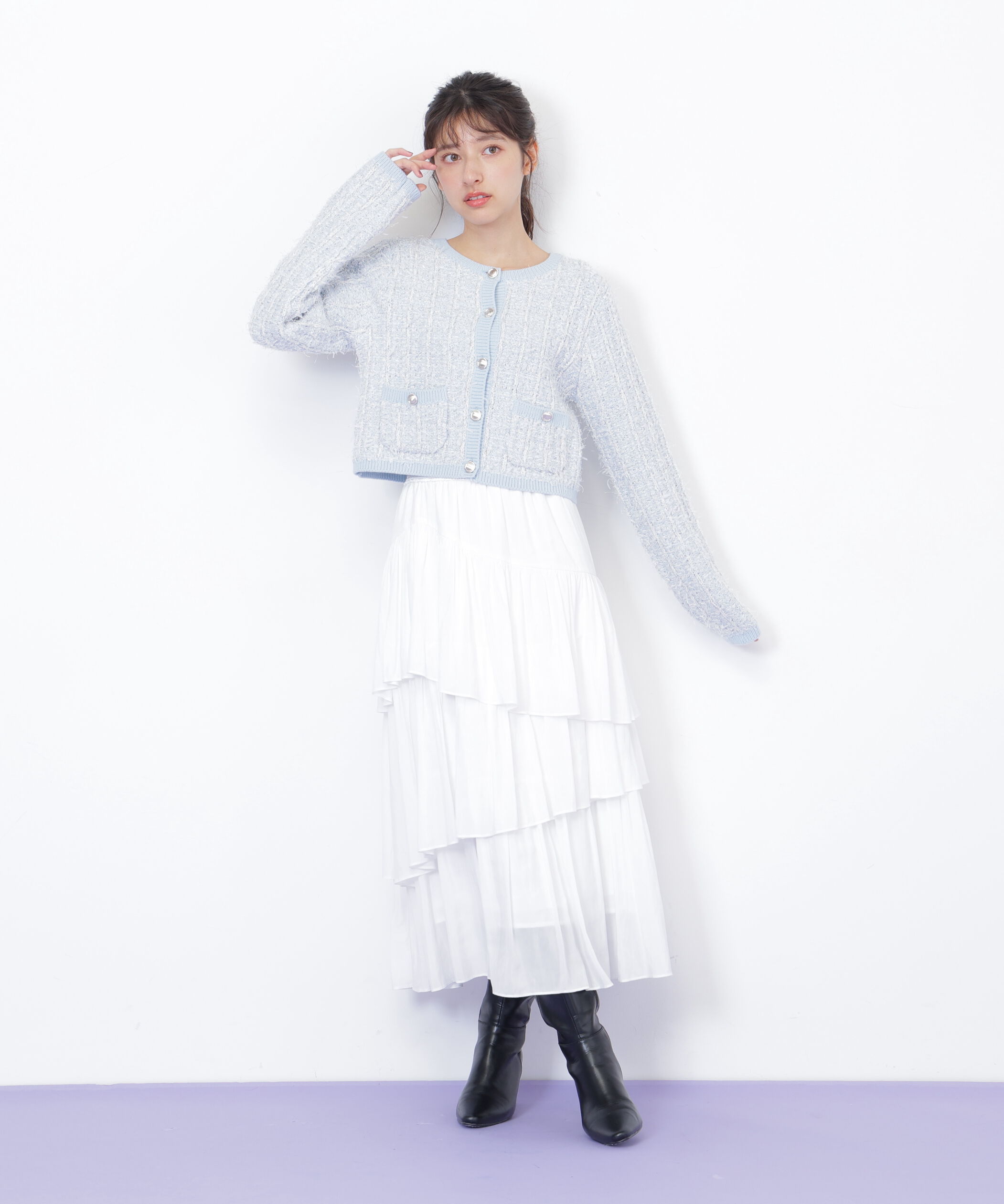  「ラメツイードニットカーディガン」|ニット・セーター|