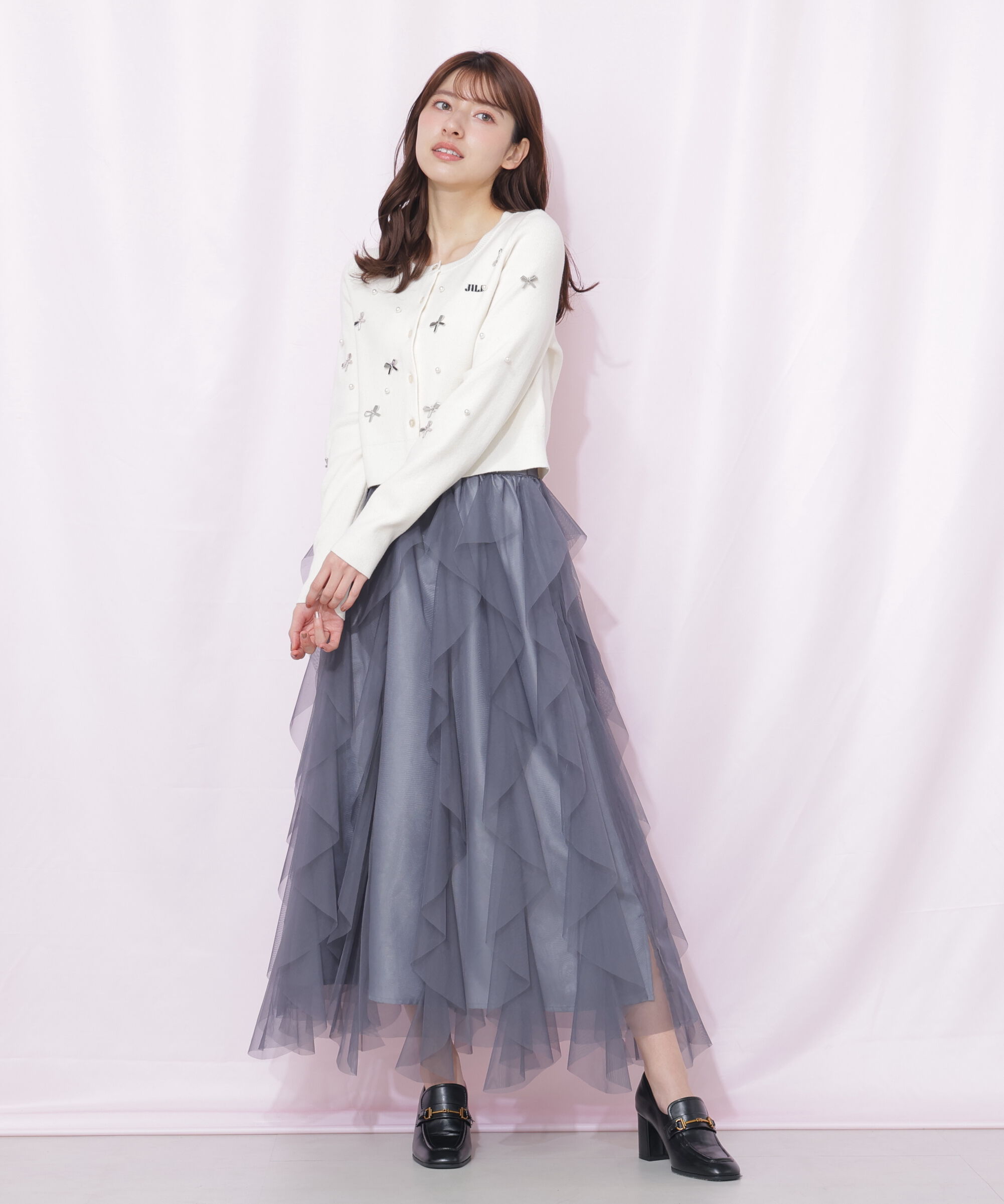  「縦ラッフルチュールスカート」|スカート|