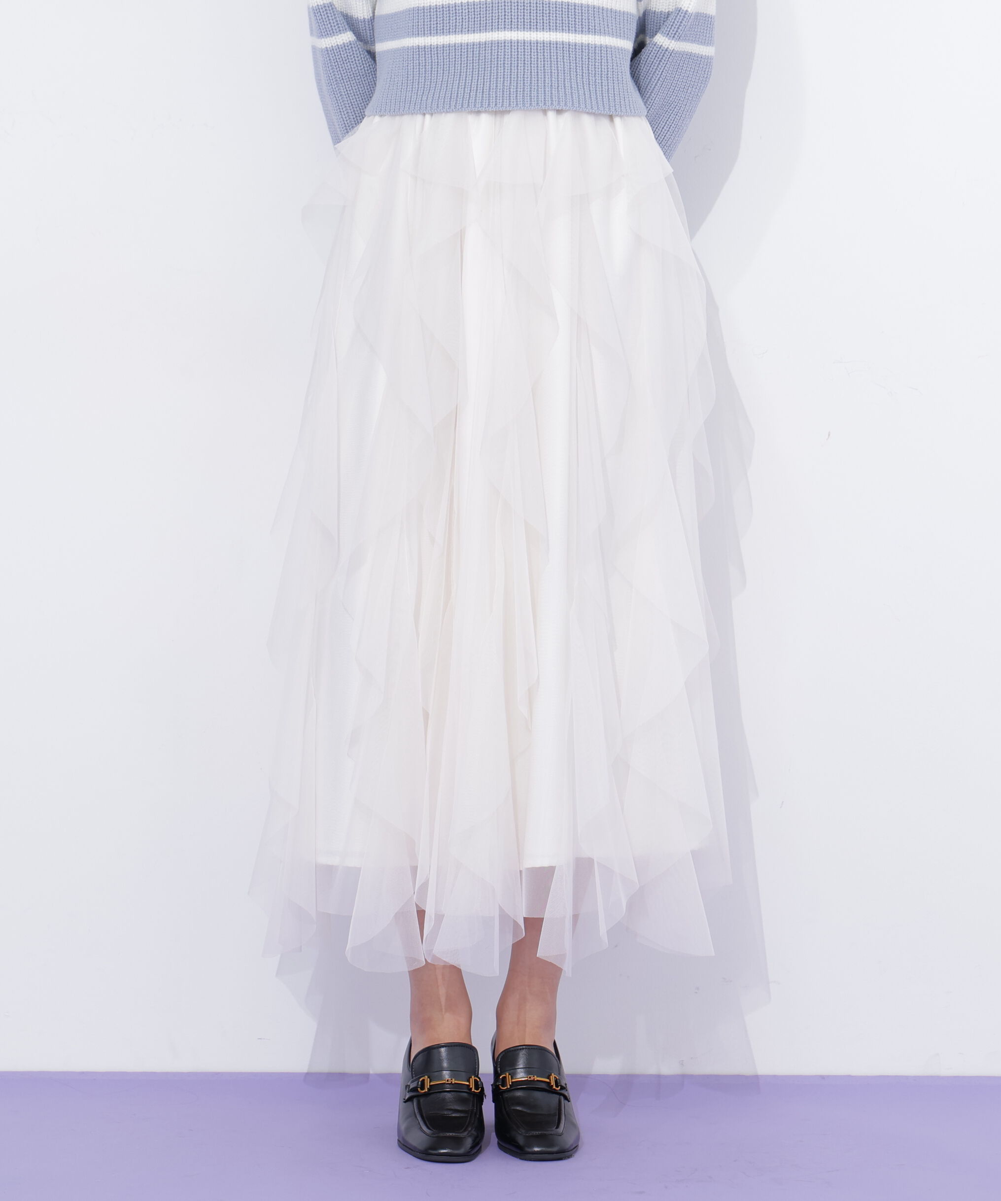  「縦ラッフルチュールスカート」|スカート|