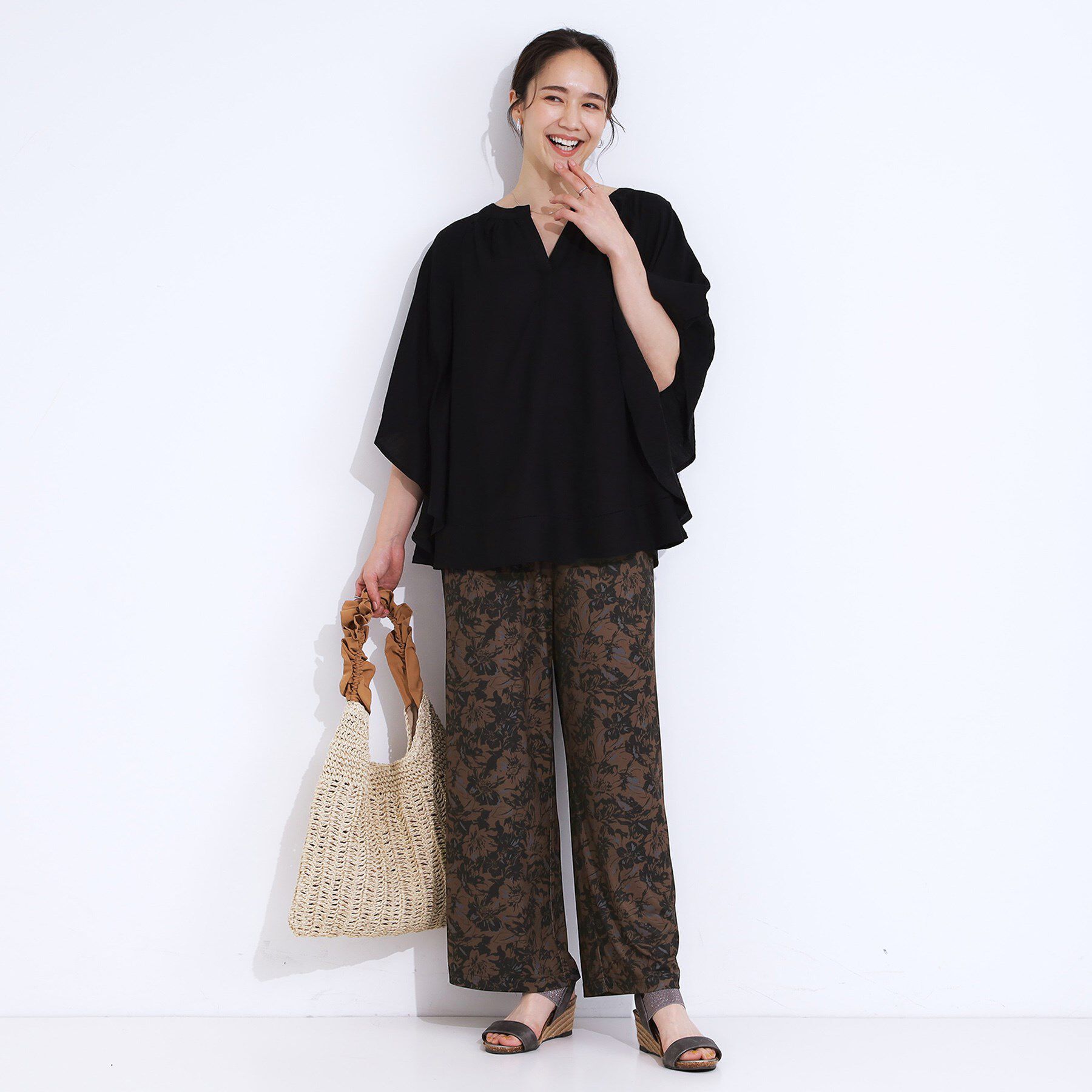 SHOO･LA･RUE「【S-LL/ひんやり/選べる2柄】大人のリラックスコーデに プリント柄パンツ」|その他|