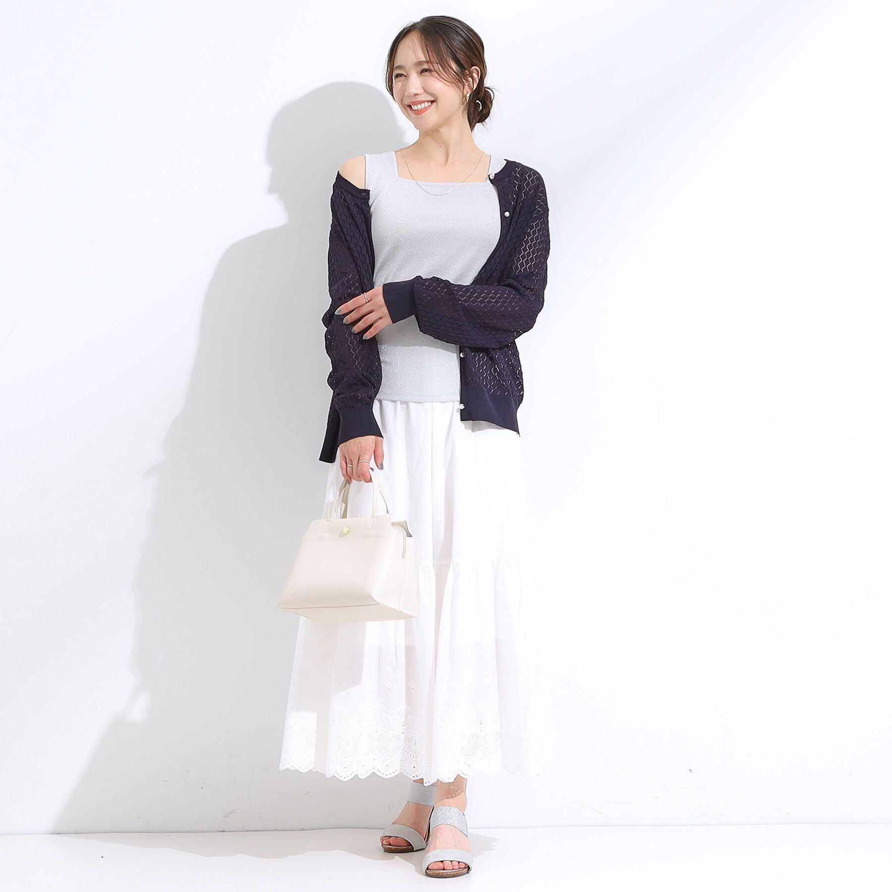 SHOO･LA･RUE「【S-LL】デコルテラインをきれいに魅せる ラメテレコタンクトップ」|キャミソール|