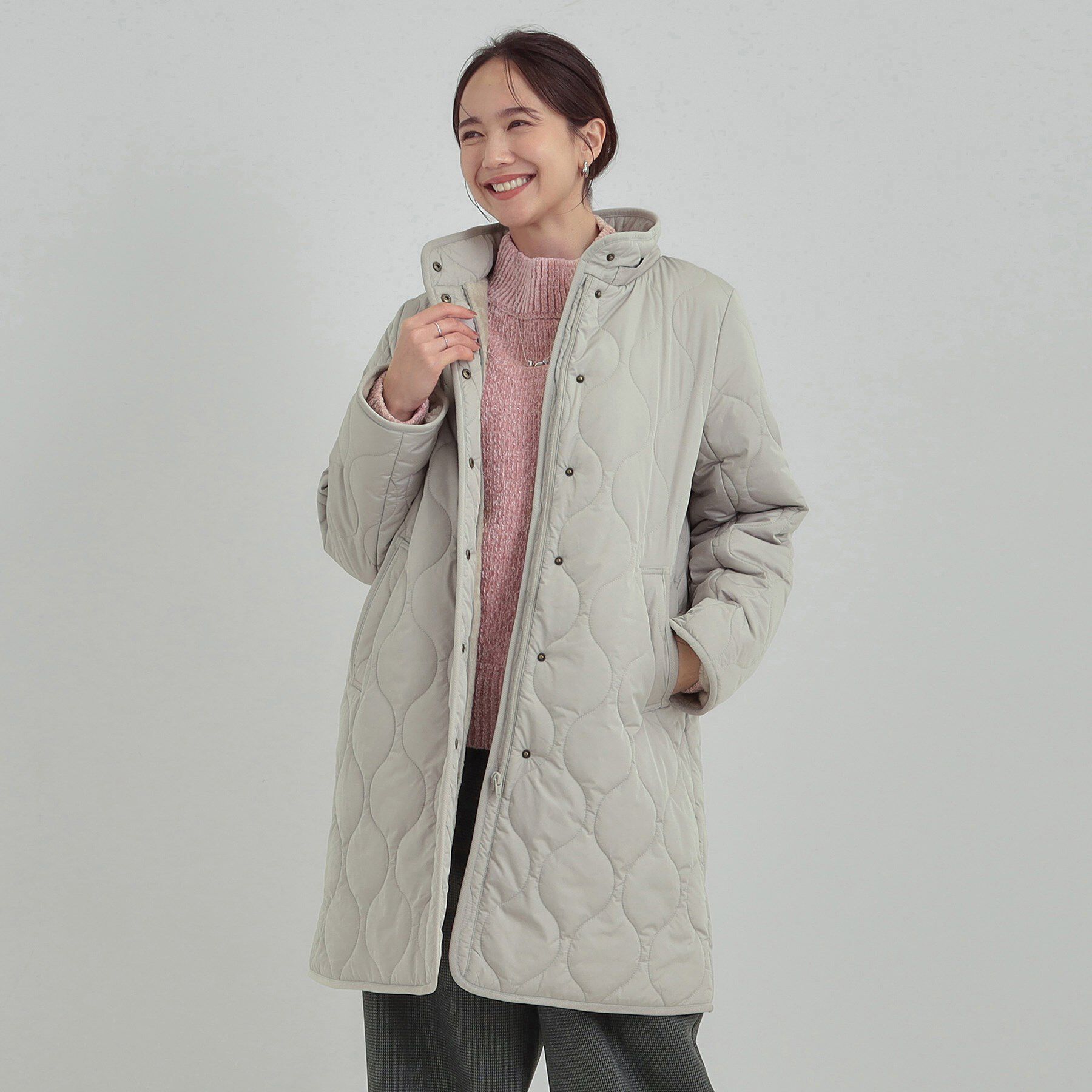 SHOO･LA･RUE「【撥水/フード取り外し可】冬に嬉しいこだわり満載 ひょうたん柄キルトコート」|その他|