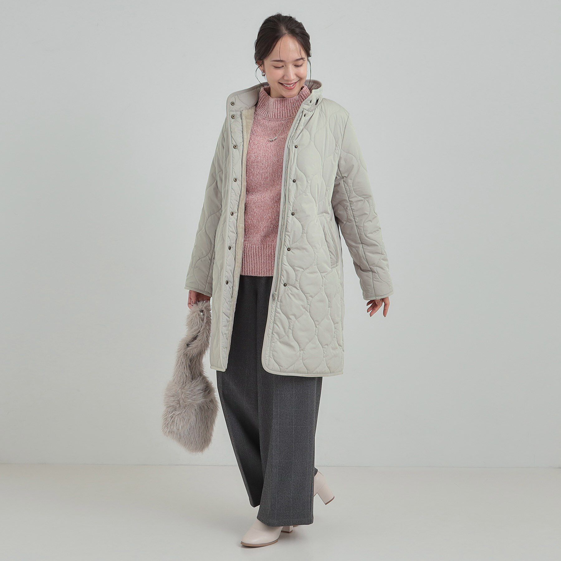 SHOO･LA･RUE「【撥水/フード取り外し可】冬に嬉しいこだわり満載 ひょうたん柄キルトコート」|その他|