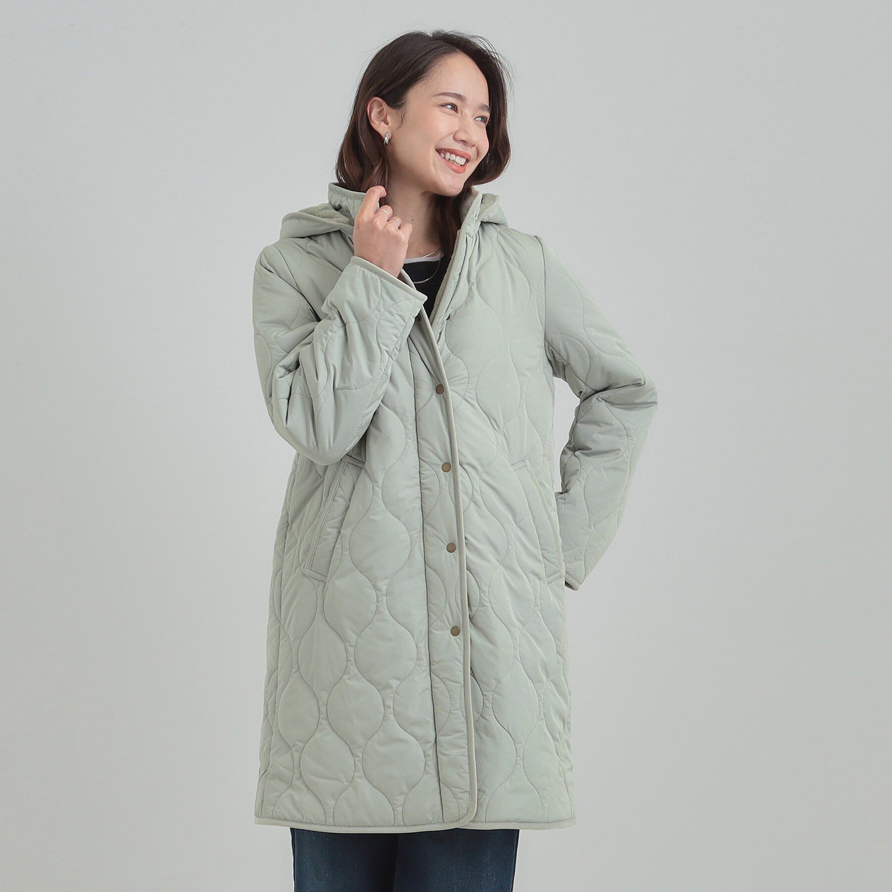 SHOO･LA･RUE「【撥水/フード取り外し可】冬に嬉しいこだわり満載 ひょうたん柄キルトコート」|その他|