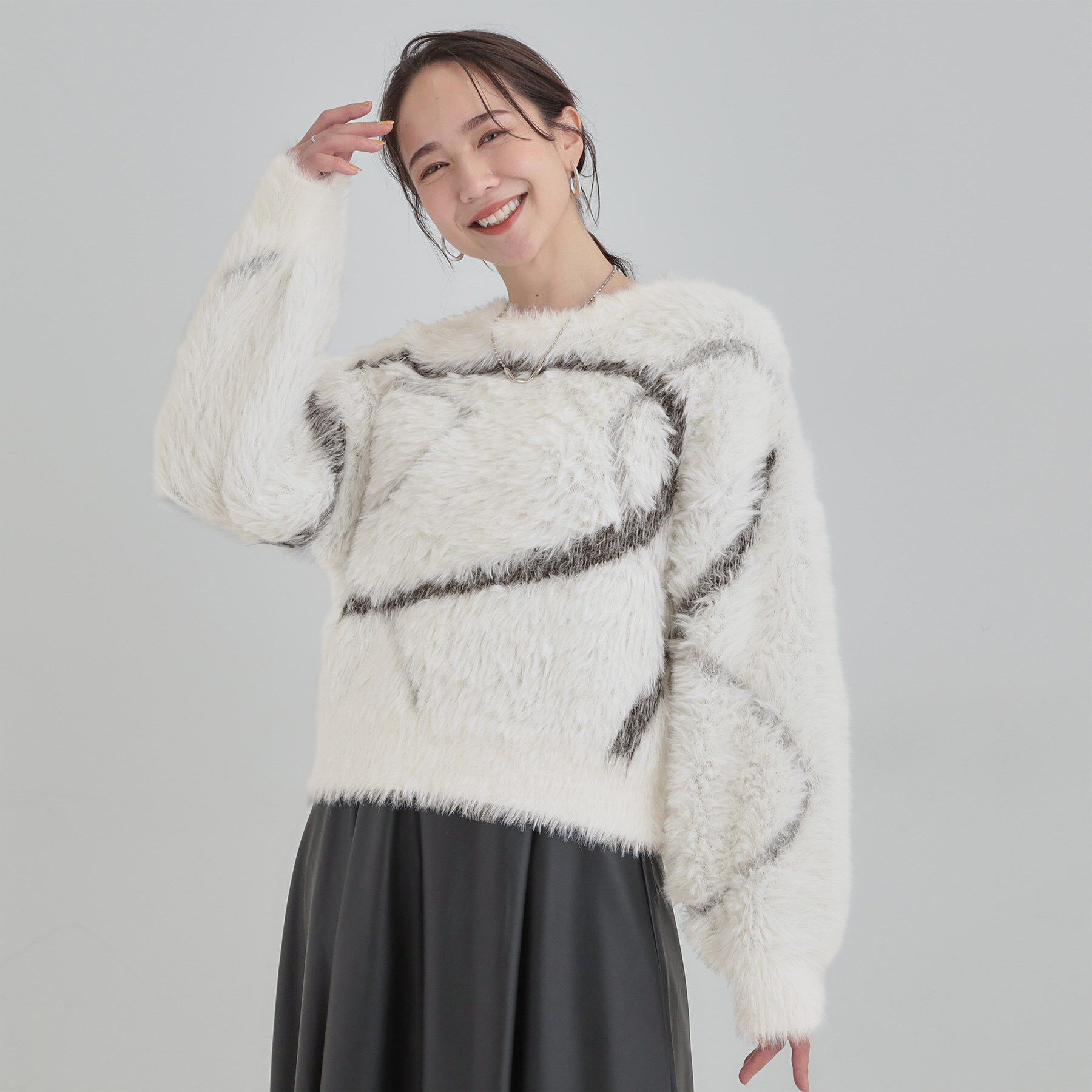 SHOO･LA･RUE「【選べる4柄】ふわふわ ロングフェザーニット」|ニット・セーター|