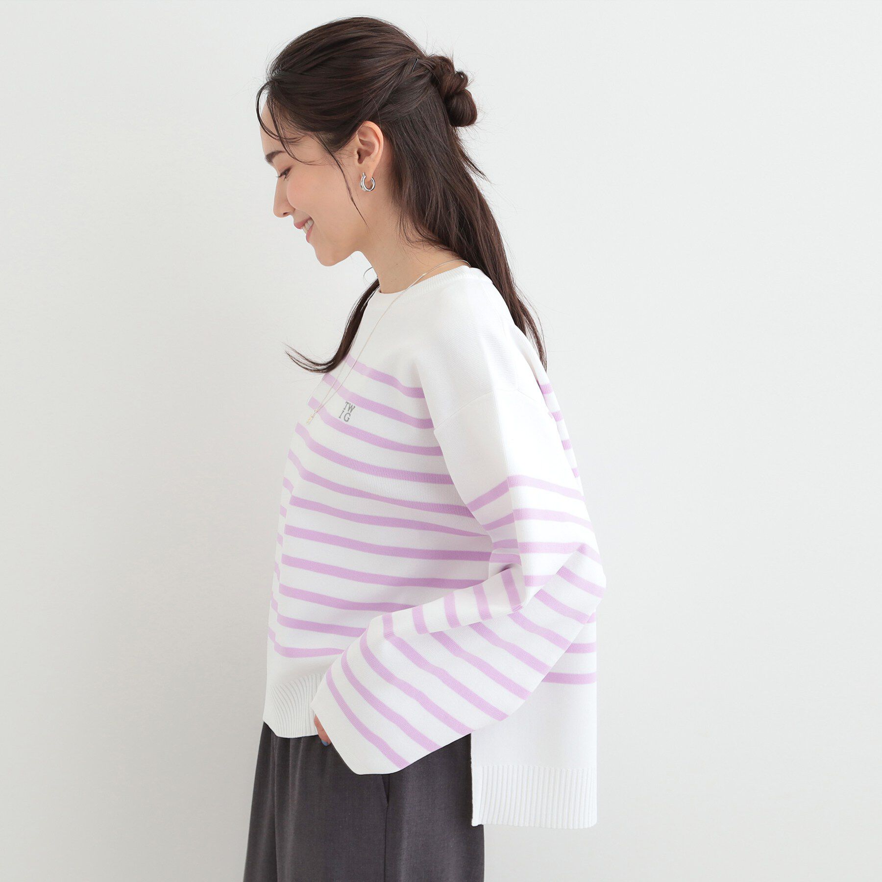 SHOO･LA･RUE「まるでTシャツ 大人カジュアルコーデに最適なボーダーニット」|ニット・セーター|