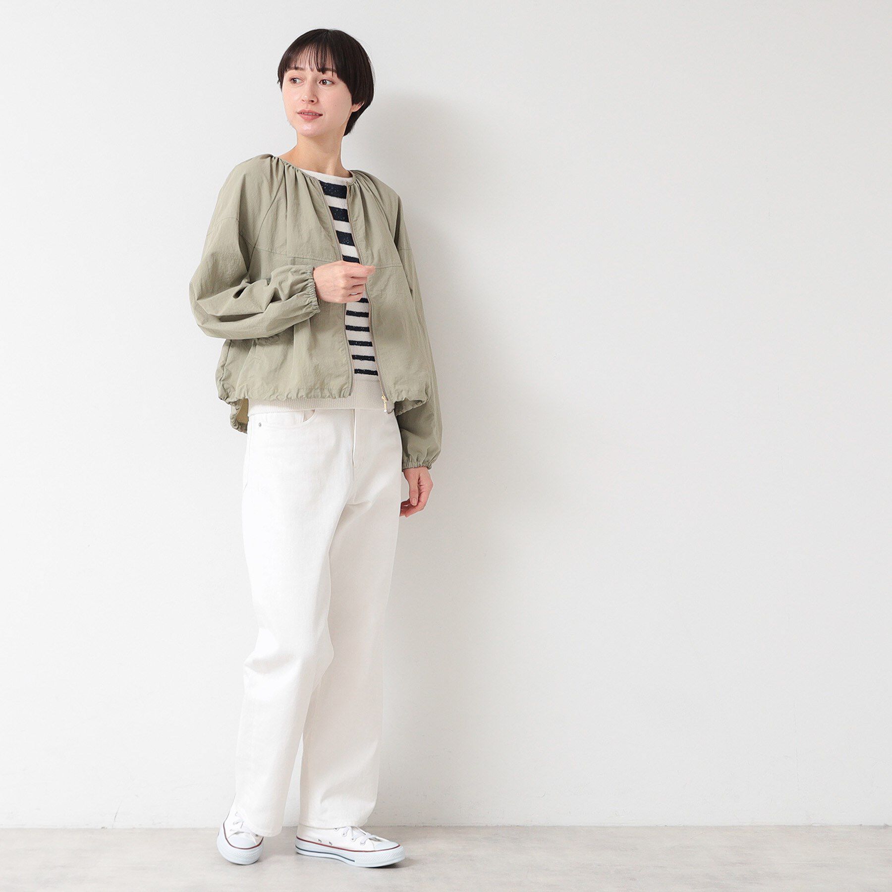 Dessin「【洗える】ギャザークルーネックブルゾン（S～L）」|ブルゾン・スタジャン|