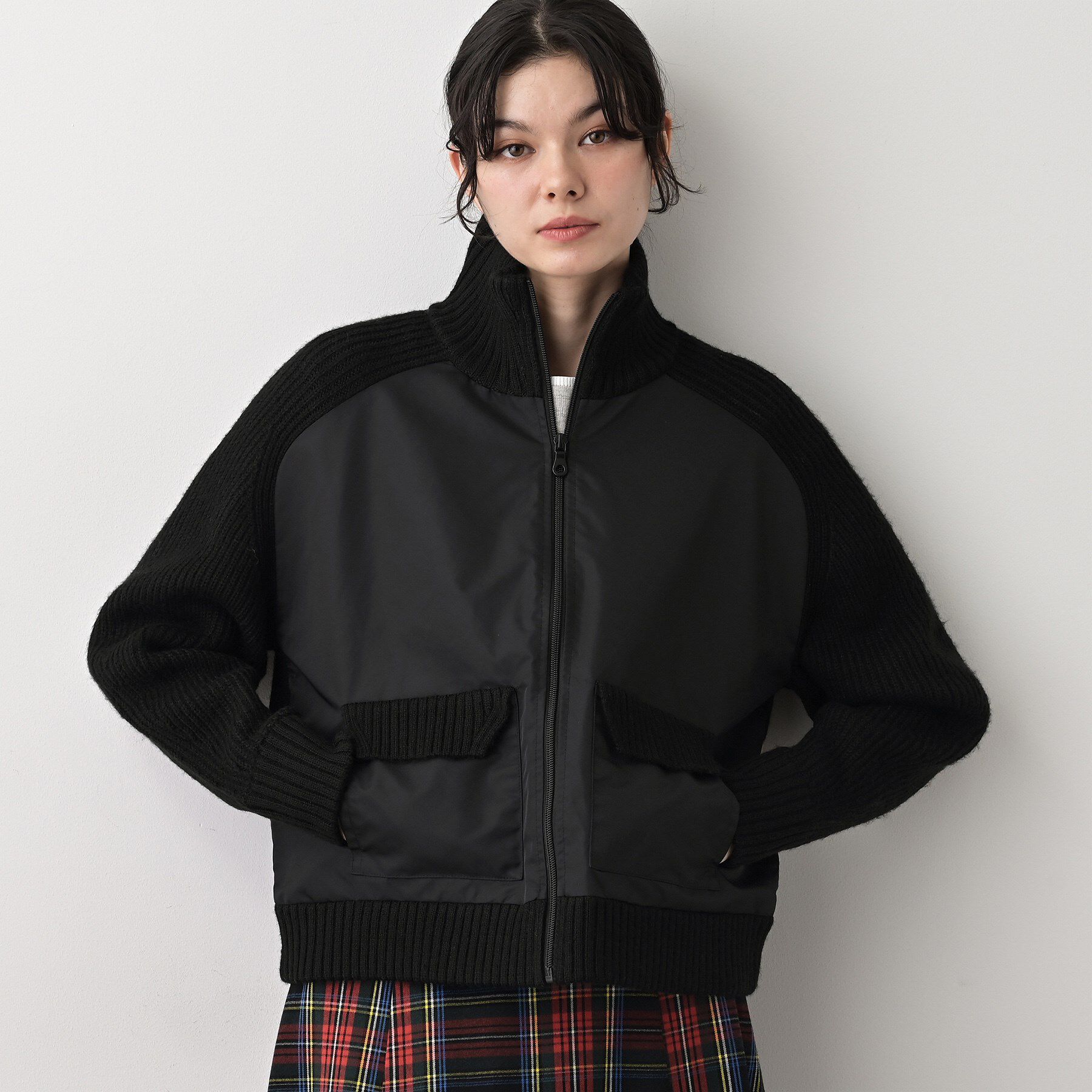 Dessin「【洗える】異素材ミックスジップブルゾン」|ブルゾン・スタジャン|