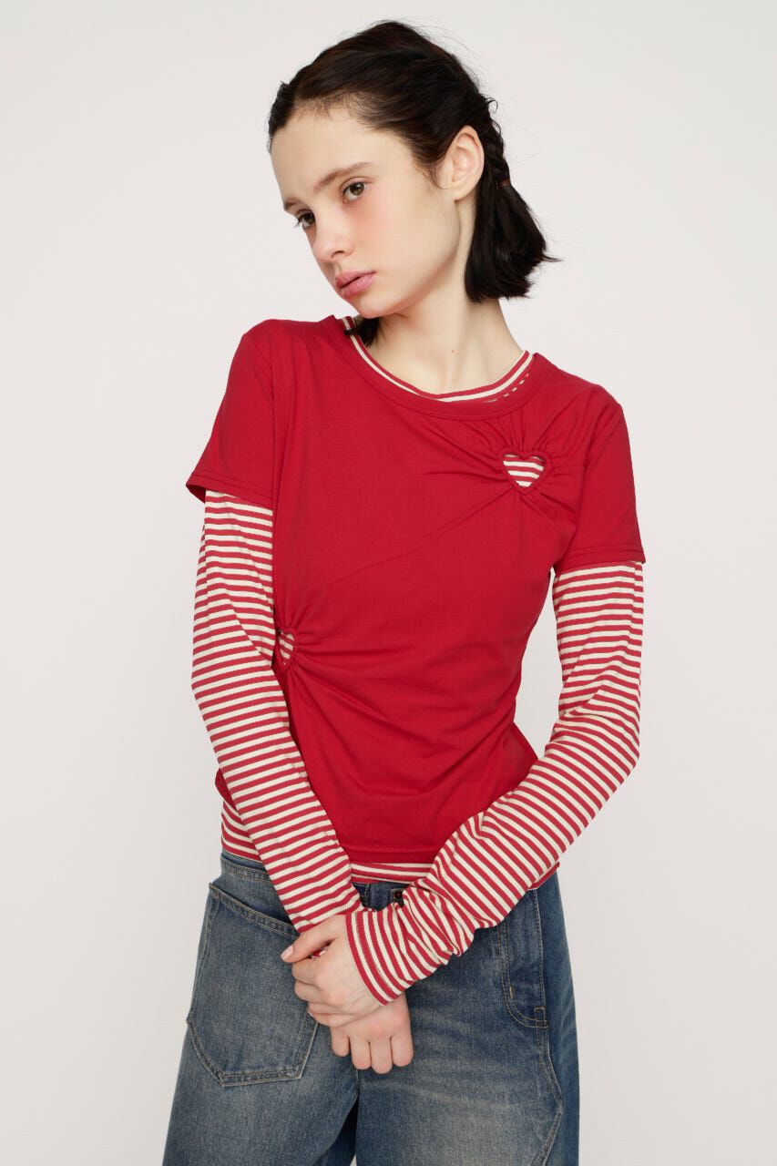 SLY「HEART HOLE 2P トップス」|Tシャツ・カットソー|M/RED7