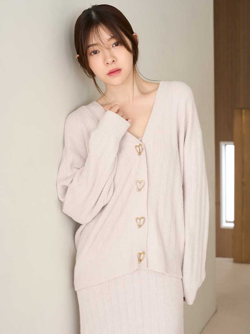 SNIDEL HOME「【WarmMisty】【吸湿発熱】 ハートボタンカーディガン」|ルームウェア|