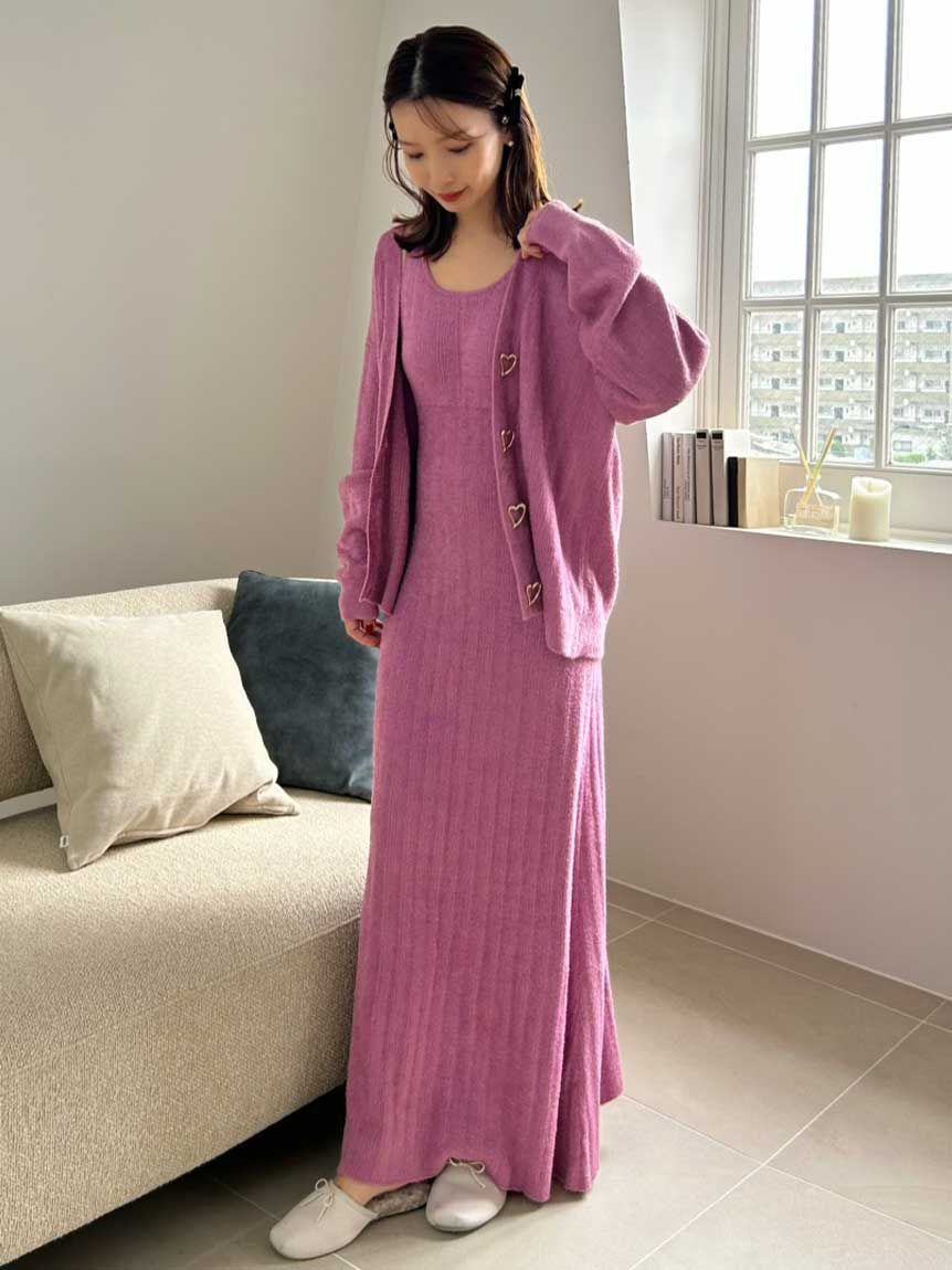 SNIDEL HOME「【WarmMisty】【吸湿発熱】 ハートボタンカーディガン」|ルームウェア|