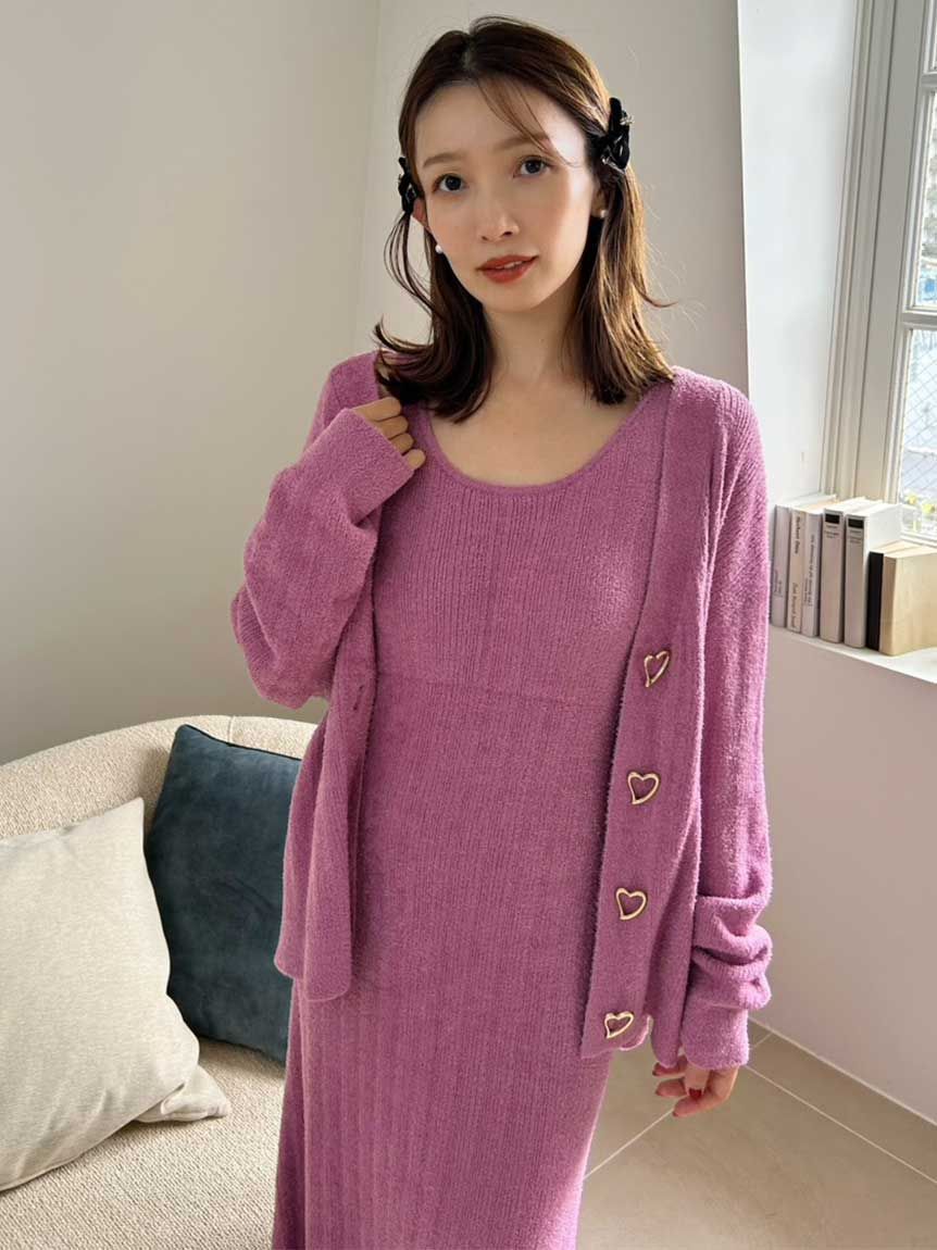 SNIDEL HOME「【WarmMisty】【吸湿発熱】 ハートボタンカーディガン」|ルームウェア|