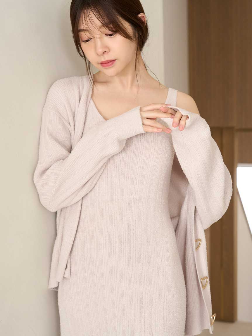 SNIDEL HOME「【WarmMisty】【吸湿発熱】 ハートボタンカーディガン」|ルームウェア|