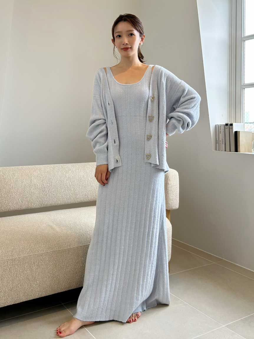 SNIDEL HOME「【WarmMisty】【吸湿発熱】 ハートボタンカーディガン」|ルームウェア|