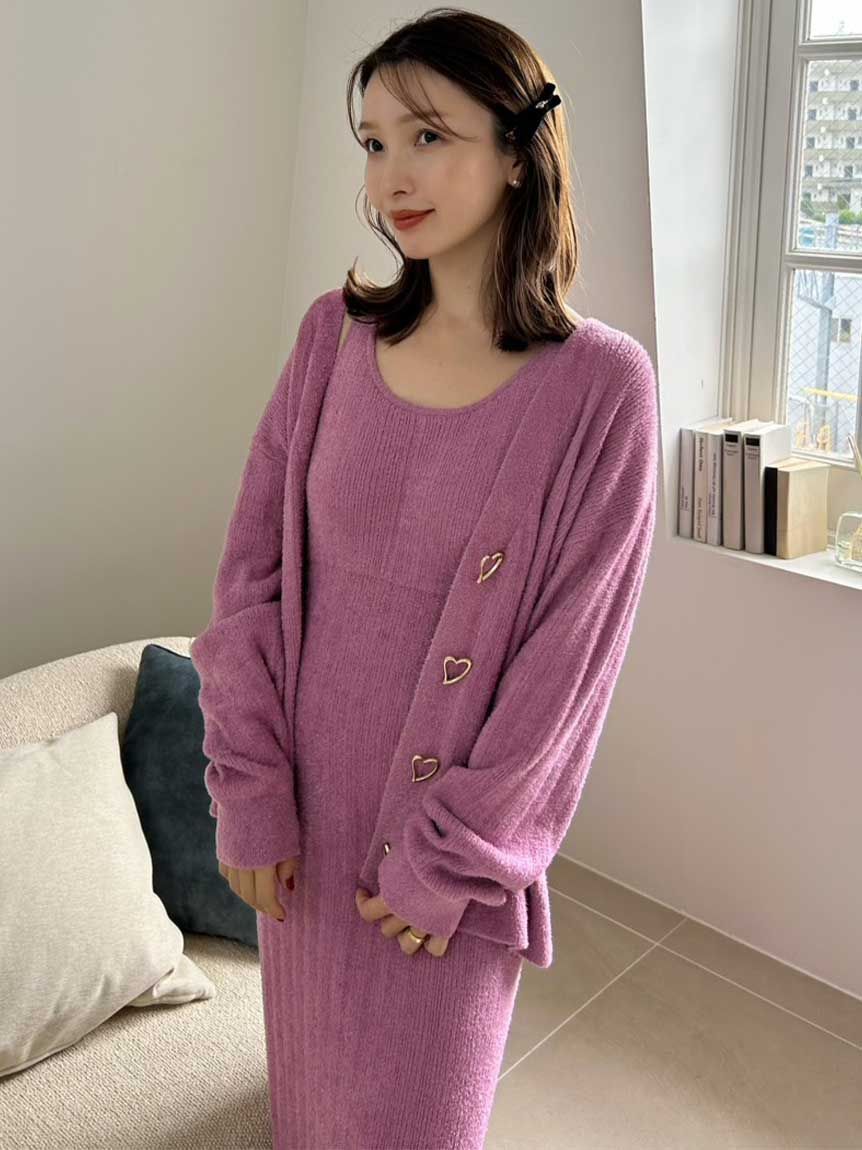SNIDEL HOME「【WarmMisty】【吸湿発熱】 ハートボタンカーディガン」|ルームウェア|PNK