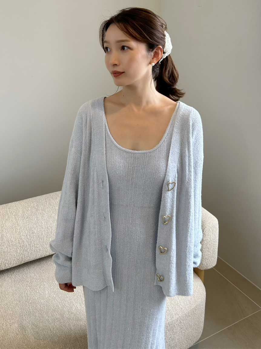 SNIDEL HOME「【WarmMisty】【吸湿発熱】 ハートボタンカーディガン」|ルームウェア|LBLU