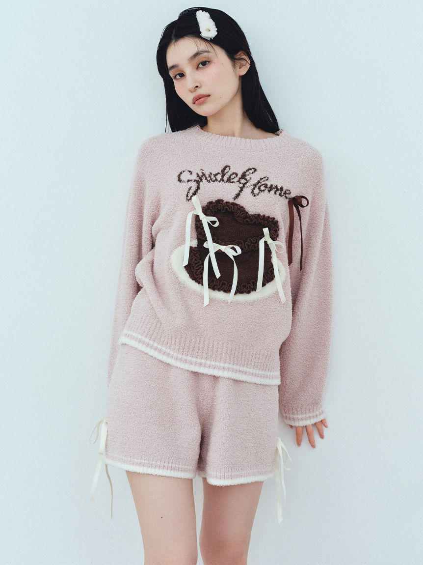 SNIDEL HOME「【WEB限定】【セット商品】リボンケーキジャガードニットプルオーバー＆ニットショートパンツ」|ルームウェア|