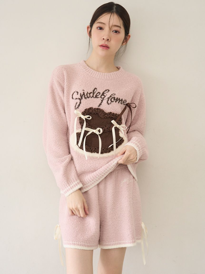SNIDEL HOME「【WEB限定】【セット商品】リボンケーキジャガードニットプルオーバー＆ニットショートパンツ」|ルームウェア|