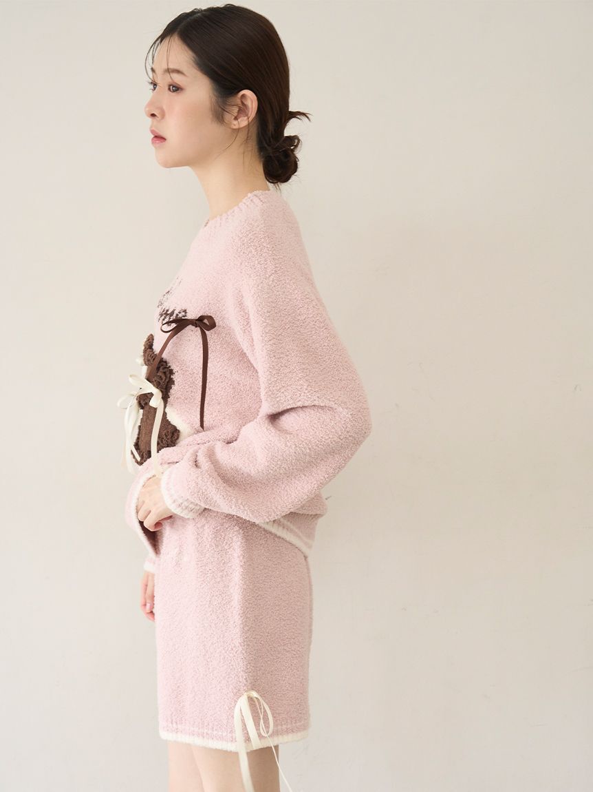 SNIDEL HOME「【WEB限定】【セット商品】リボンケーキジャガードニットプルオーバー＆ニットショートパンツ」|ルームウェア|