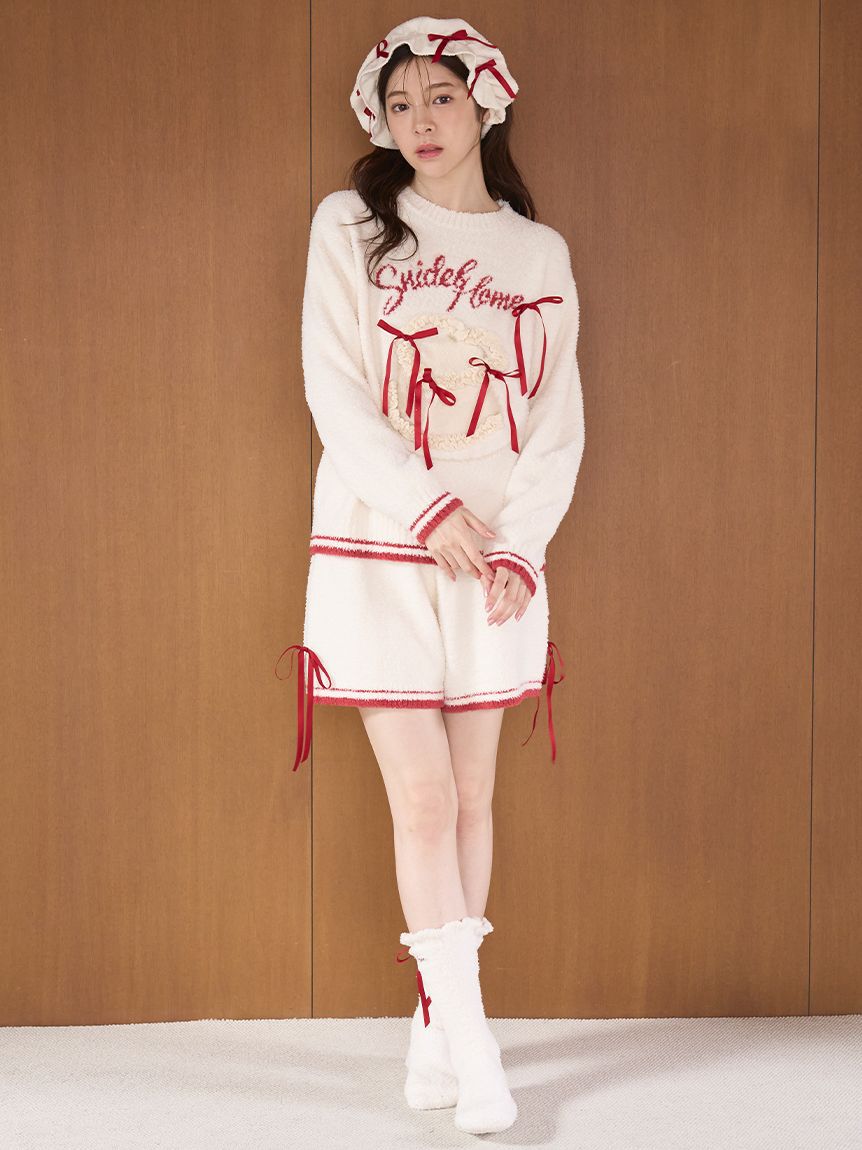 SNIDEL HOME「【WEB限定】【セット商品】リボンケーキジャガードニットプルオーバー＆ニットショートパンツ」|ルームウェア|