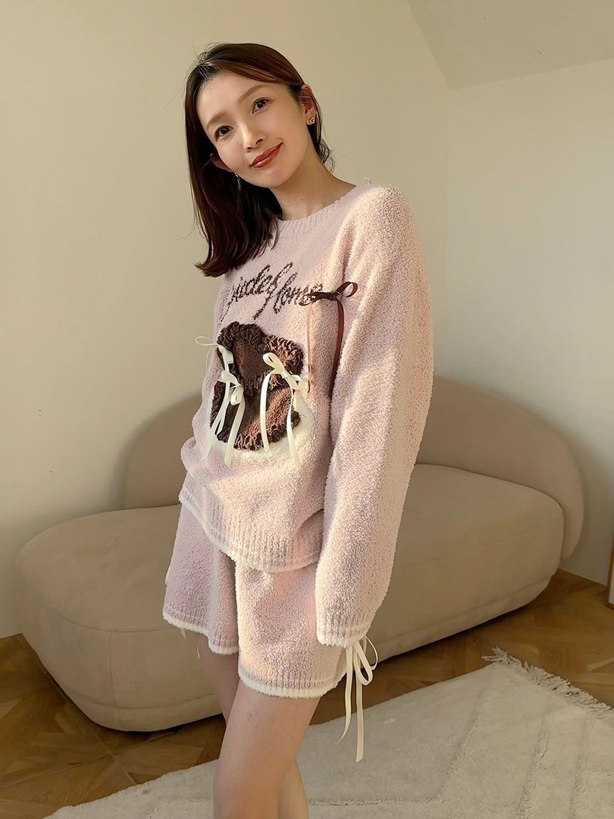 SNIDEL HOME「【WEB限定】【セット商品】リボンケーキジャガードニットプルオーバー＆ニットショートパンツ」|ルームウェア|