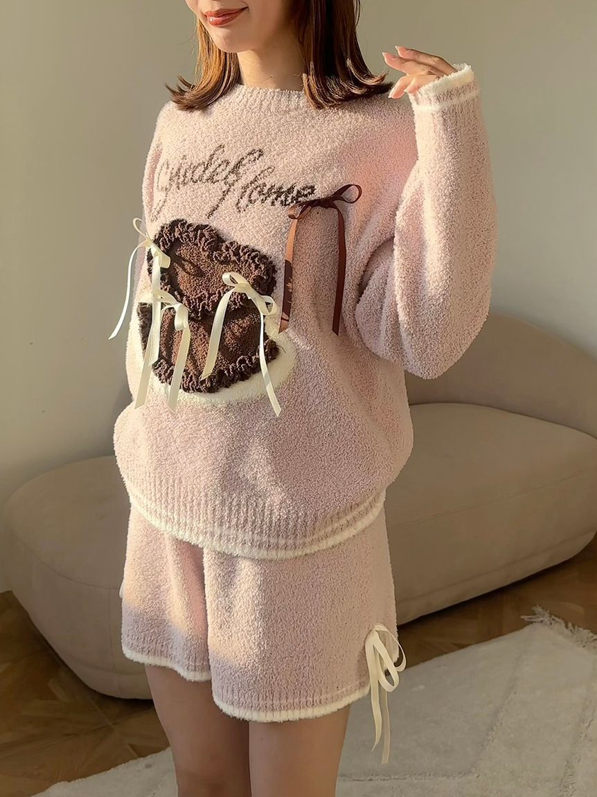 SNIDEL HOME「【WEB限定】【セット商品】リボンケーキジャガードニットプルオーバー＆ニットショートパンツ」|ルームウェア|