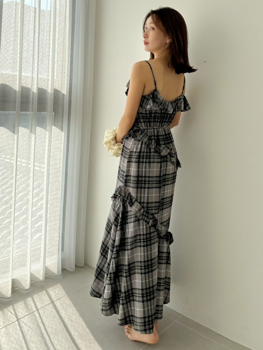 SNIDEL HOME「チェックフリルワンピース」|ルームウェア|