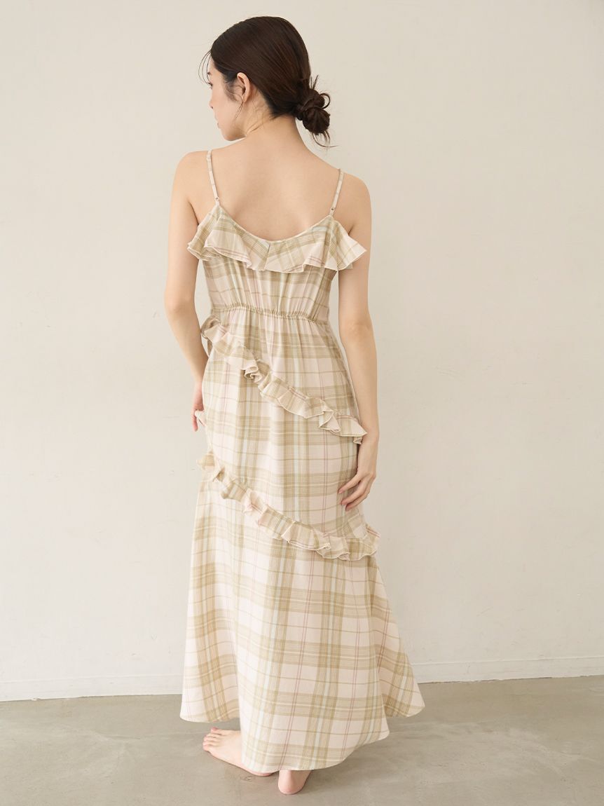 SNIDEL HOME「チェックフリルワンピース」|ルームウェア|