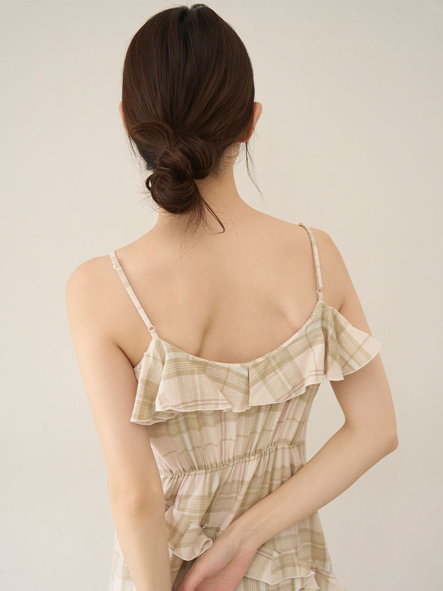 SNIDEL HOME「チェックフリルワンピース」|ルームウェア|