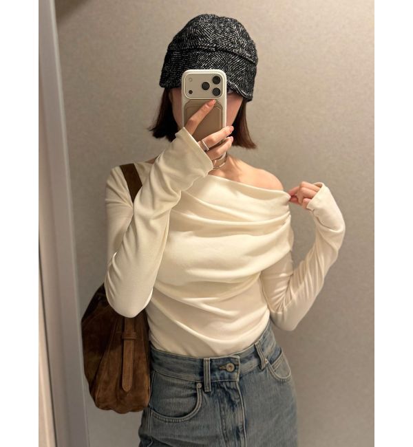 LAGUNAMOON「オフショルドレープ2WAYトップス」|Tシャツ・カットソー|