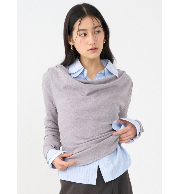 LAGUNAMOON「オフショルドレープ2WAYトップス」|Tシャツ・カットソー|ライトグレー