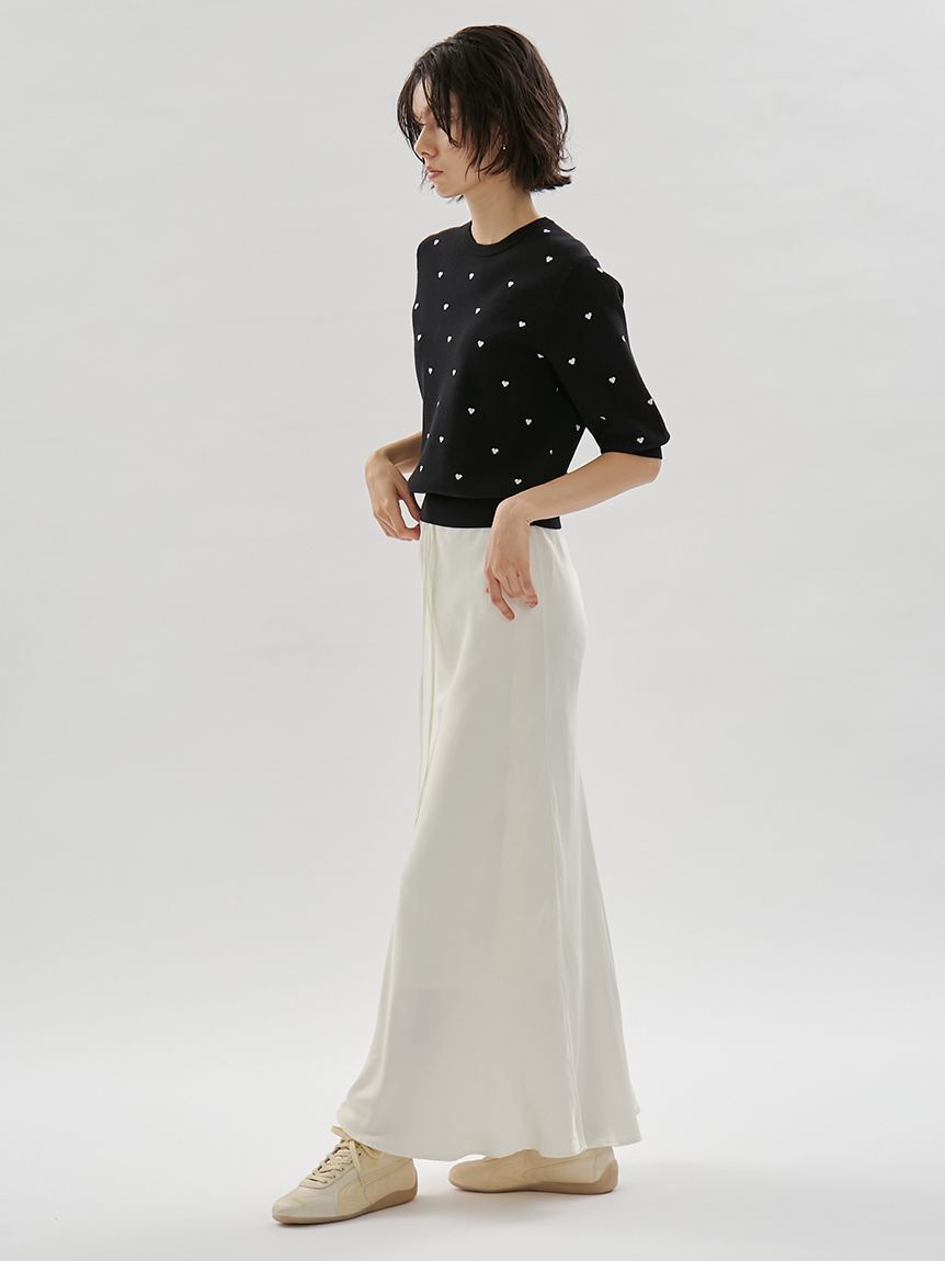 emmi atelier「【HEART】 eco ハーフスリーブハートジャガードニット【アンサンブル可能】」|ニット・セーター|