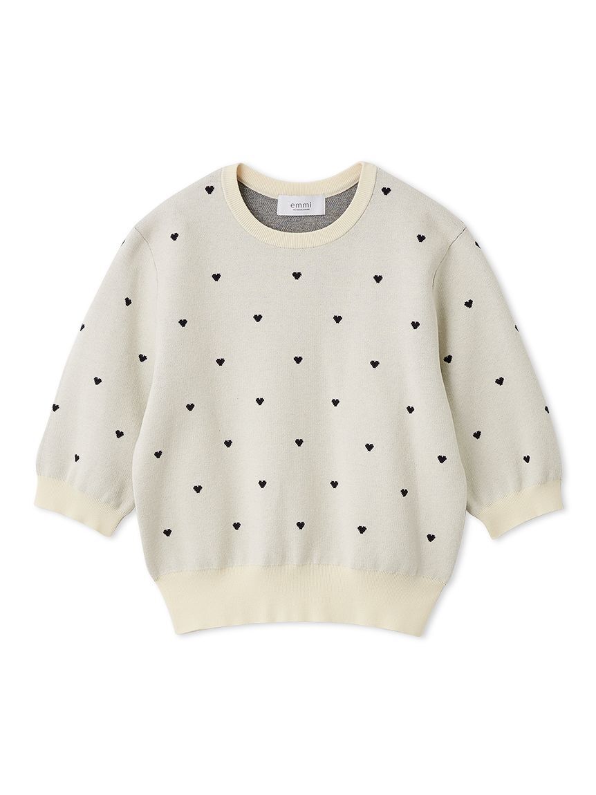 emmi atelier「【HEART】 eco ハーフスリーブハートジャガードニット【アンサンブル可能】」|ニット・セーター|