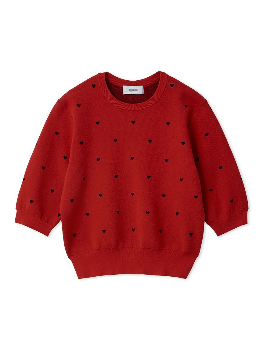 emmi atelier「【HEART】 eco ハーフスリーブハートジャガードニット【アンサンブル可能】」|ニット・セーター|