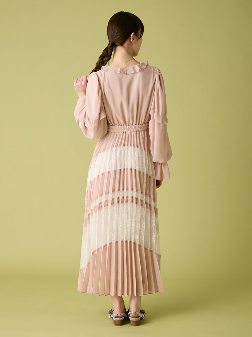 FURFUR「スイッチングレースプリーツドレス」|ドレス|