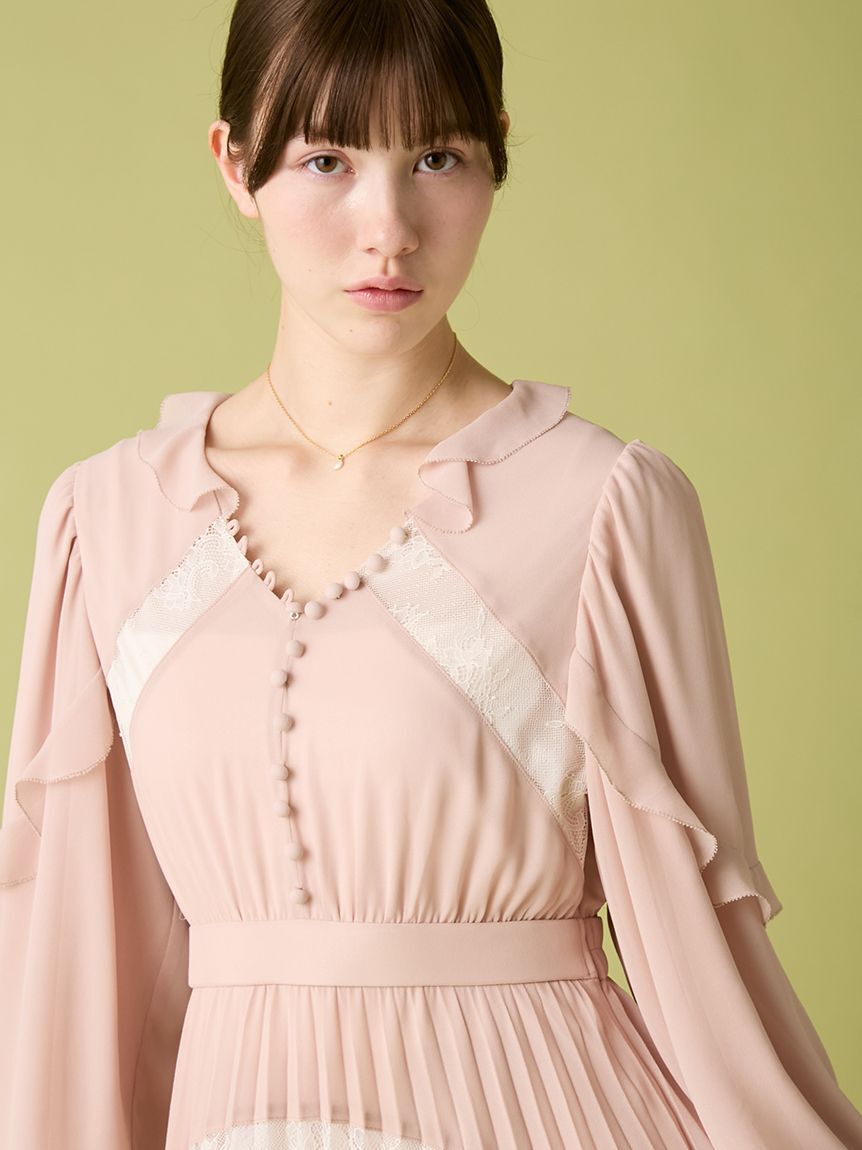 FURFUR「スイッチングレースプリーツドレス」|ドレス|