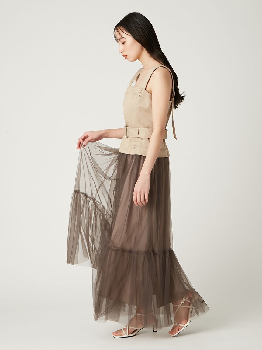 FRAY I.D「【FRAY I.D｜Dickies】チュールコンビジャンパードレス」|ドレス|