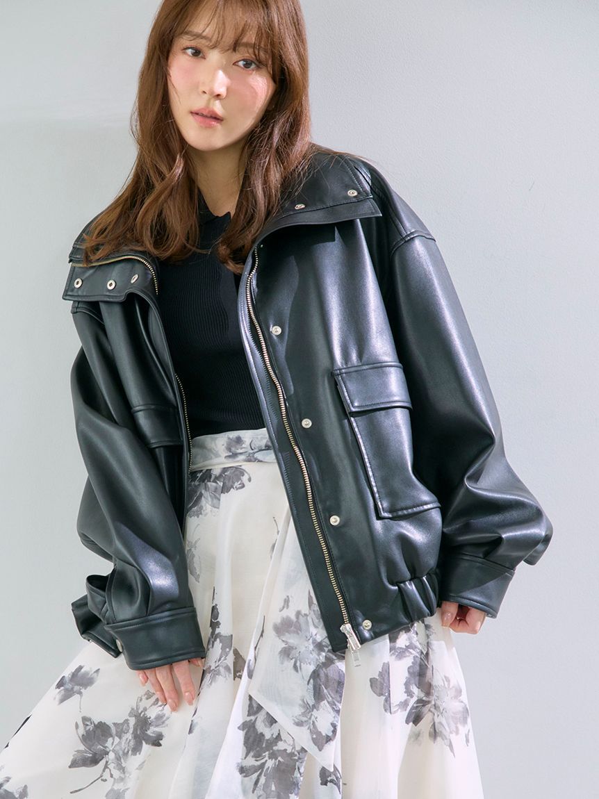 FRAY I.D「スタンドカラーオーバーサイズブルゾン」|ブルゾン・スタジャン|BLK