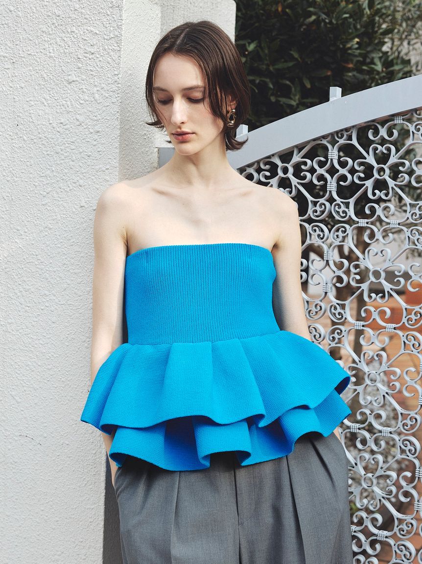 FRAY I.D「ランダムペプラムニットベアトップス」|ニット・セーター|BLU