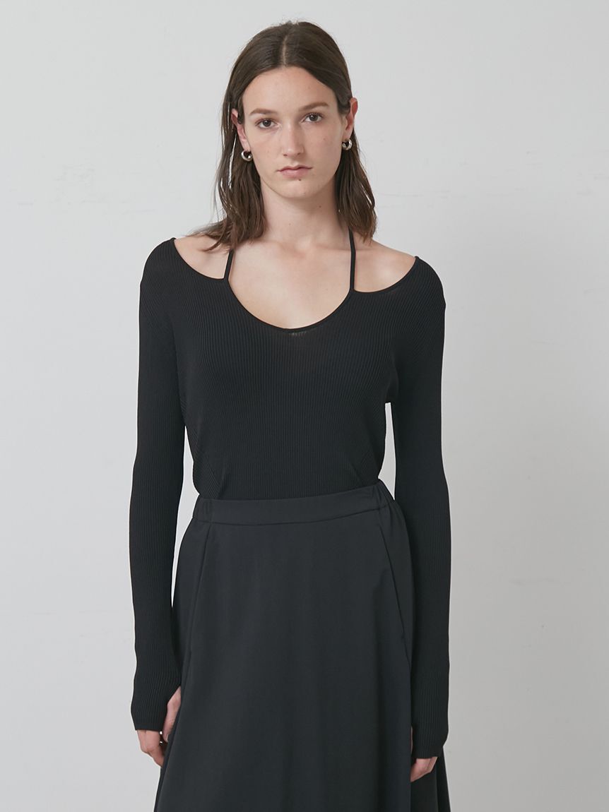 styling/「【S/S(エスバイエス)】ホルターネックトップス＜ウォッシャブル・接触冷感＞」|プルオーバー|BLK