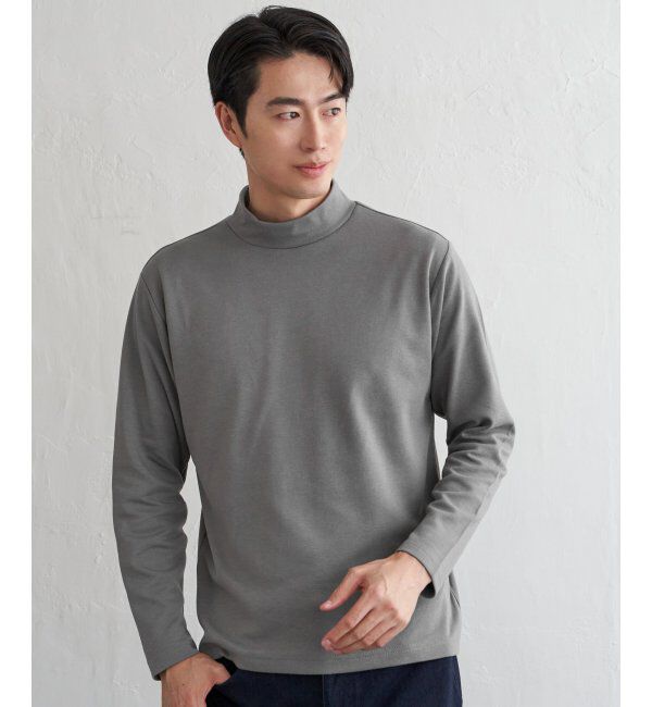 IKKA LOUNGE「ポンチモックネックロンT」|Tシャツ・カットソー|グレー