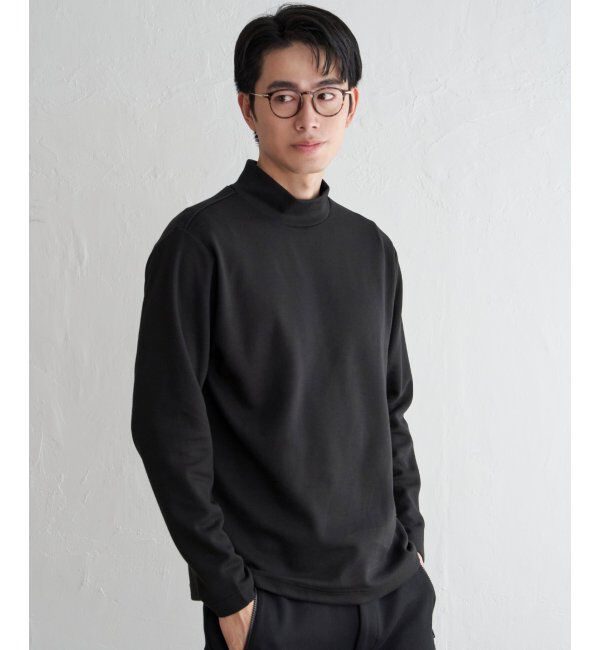 IKKA LOUNGE「ポンチモックネックロンT」|Tシャツ・カットソー|ブラック