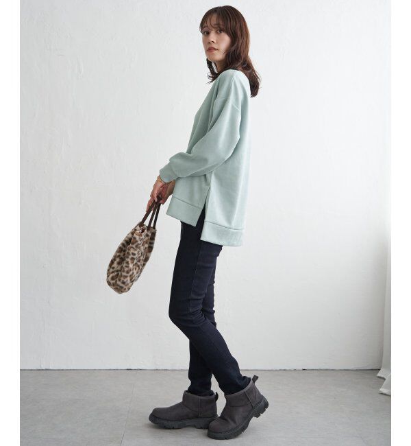 ikka「GOKU楽カットソー フェイクスエード裾スリットプルオーバー」|パーカー|