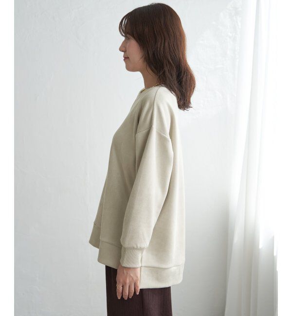 ikka「GOKU楽カットソー フェイクスエード裾スリットプルオーバー」|パーカー|