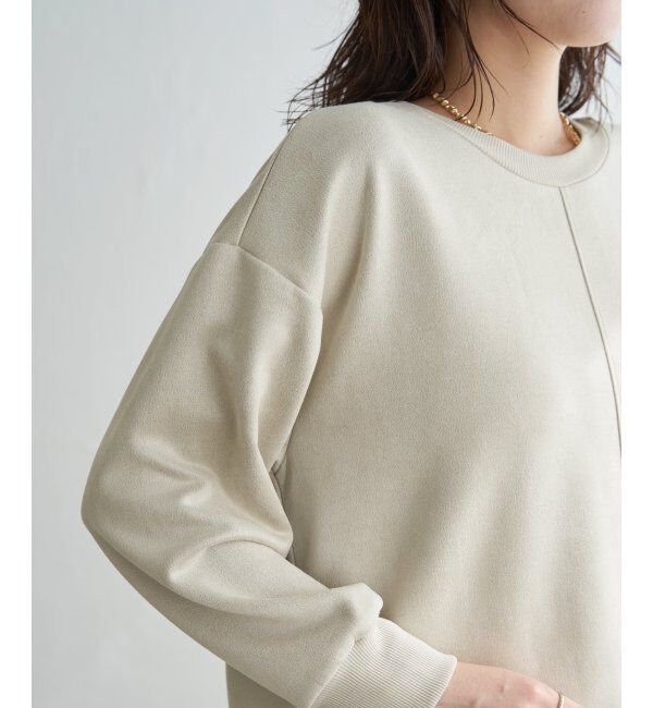 ikka「GOKU楽カットソー フェイクスエード裾スリットプルオーバー」|パーカー|