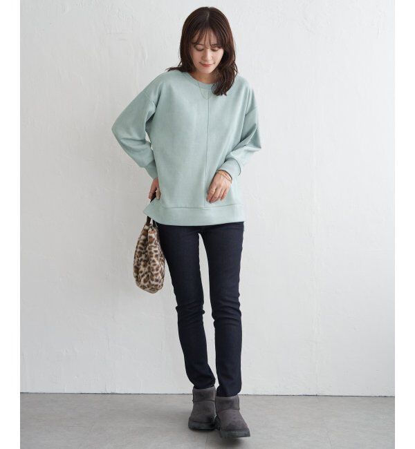 ikka「GOKU楽カットソー フェイクスエード裾スリットプルオーバー」|パーカー|