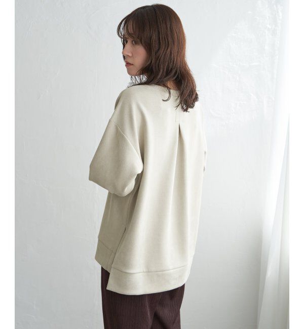 ikka「GOKU楽カットソー フェイクスエード裾スリットプルオーバー」|パーカー|
