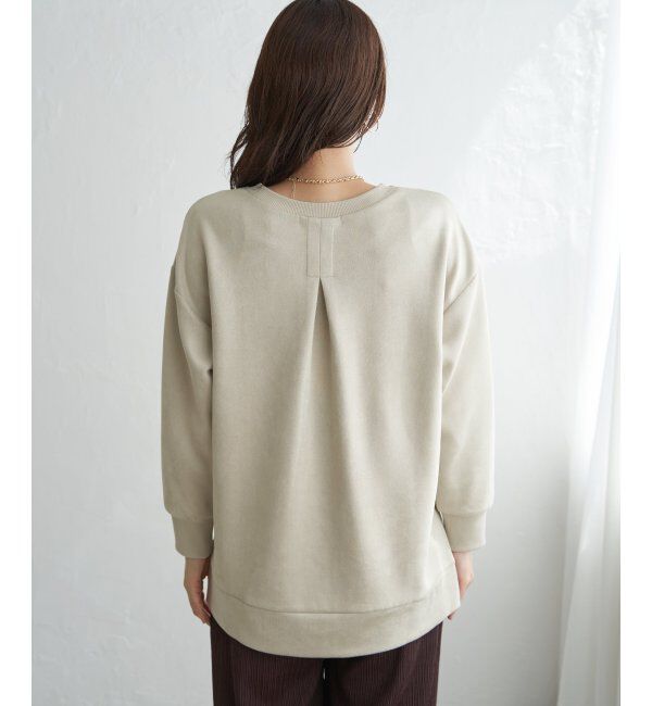 ikka「GOKU楽カットソー フェイクスエード裾スリットプルオーバー」|パーカー|