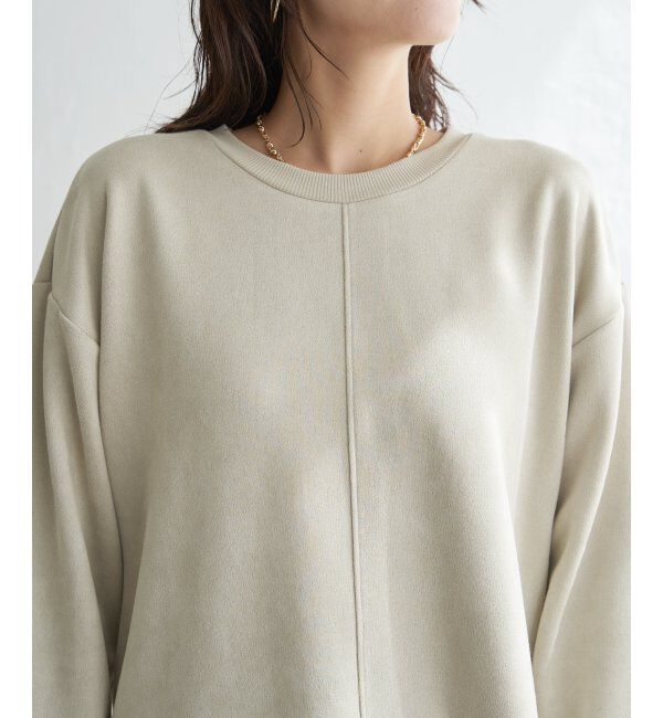 ikka「GOKU楽カットソー フェイクスエード裾スリットプルオーバー」|パーカー|